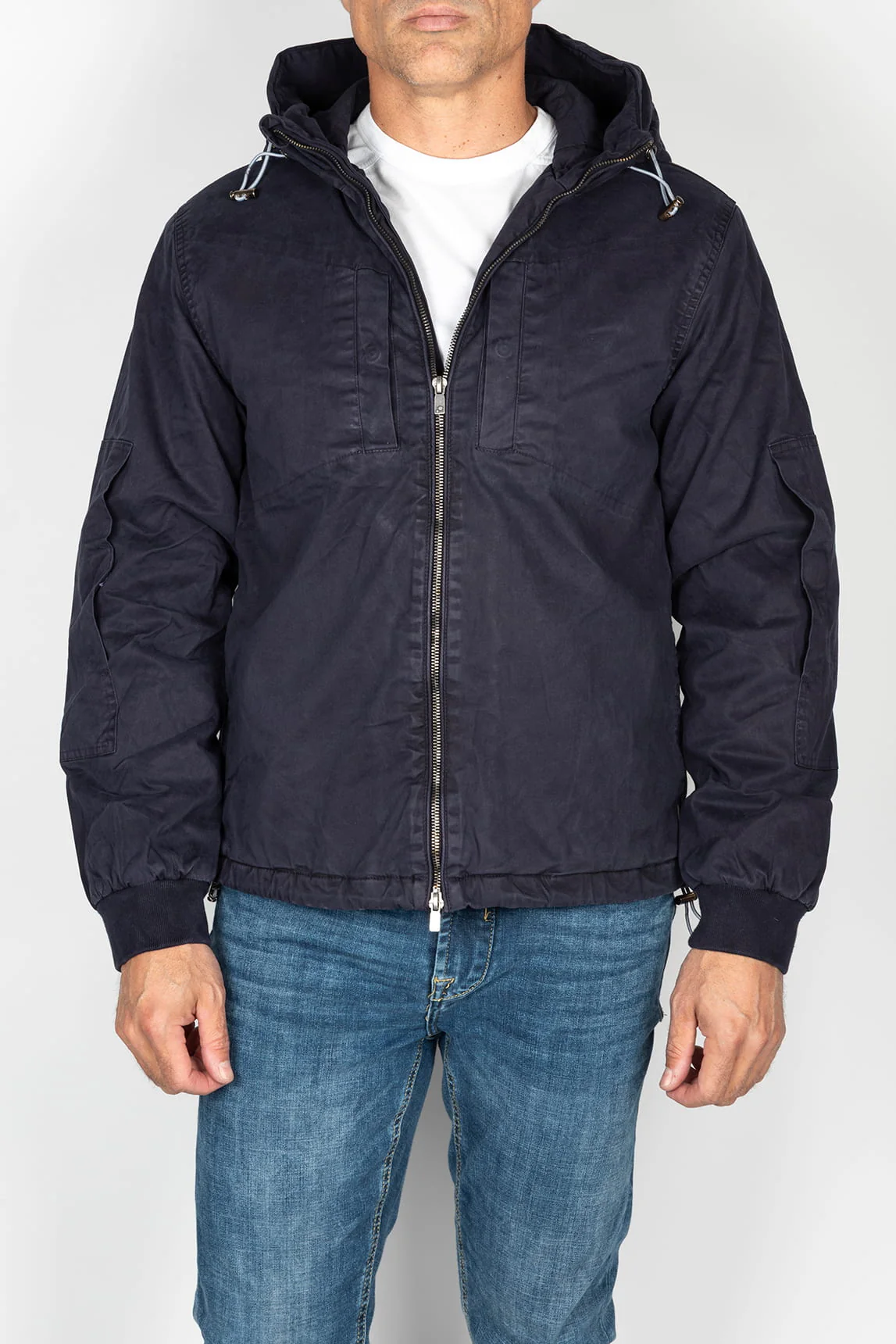 Rivera-Spain Marineblaue Keeling-Jacke mit Kapuze