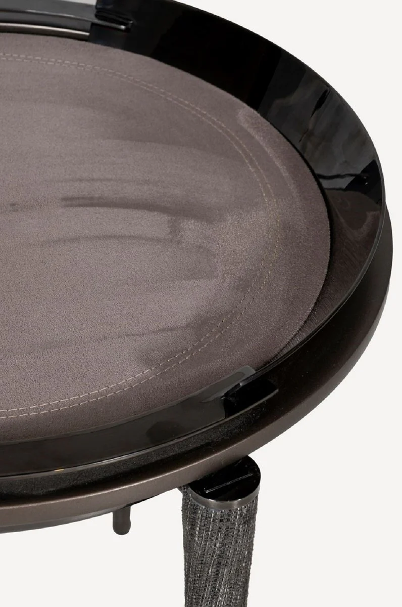 Luxury 3-leg side table gray / black / bronze Ø 53 x H. 55.16 cm - Round living room side table - Hotel table - Living room furniture - Hotel furniture - Luxury quality