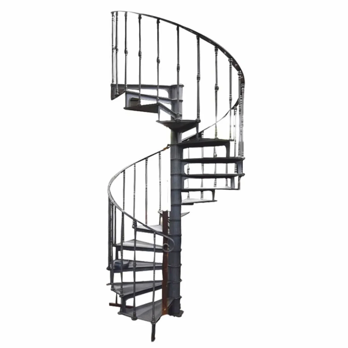 Cast iron spiral staircase with railing left side gray H. 289 cm - Rustic spiral staircase