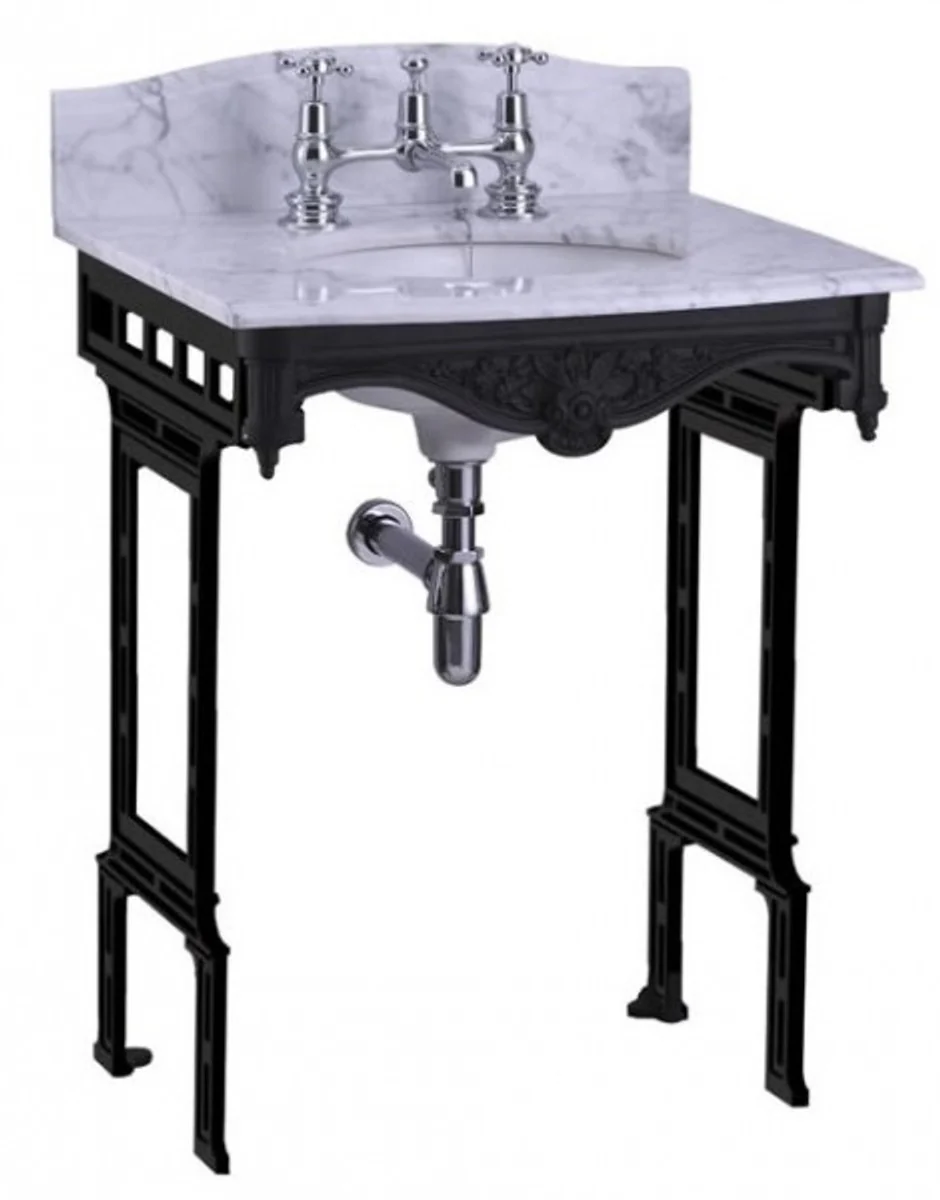 Luxury Art Nouveau standing washbasin white / black with marble top with splash guard at the back - Baroque washbasin Baroque style Antique style