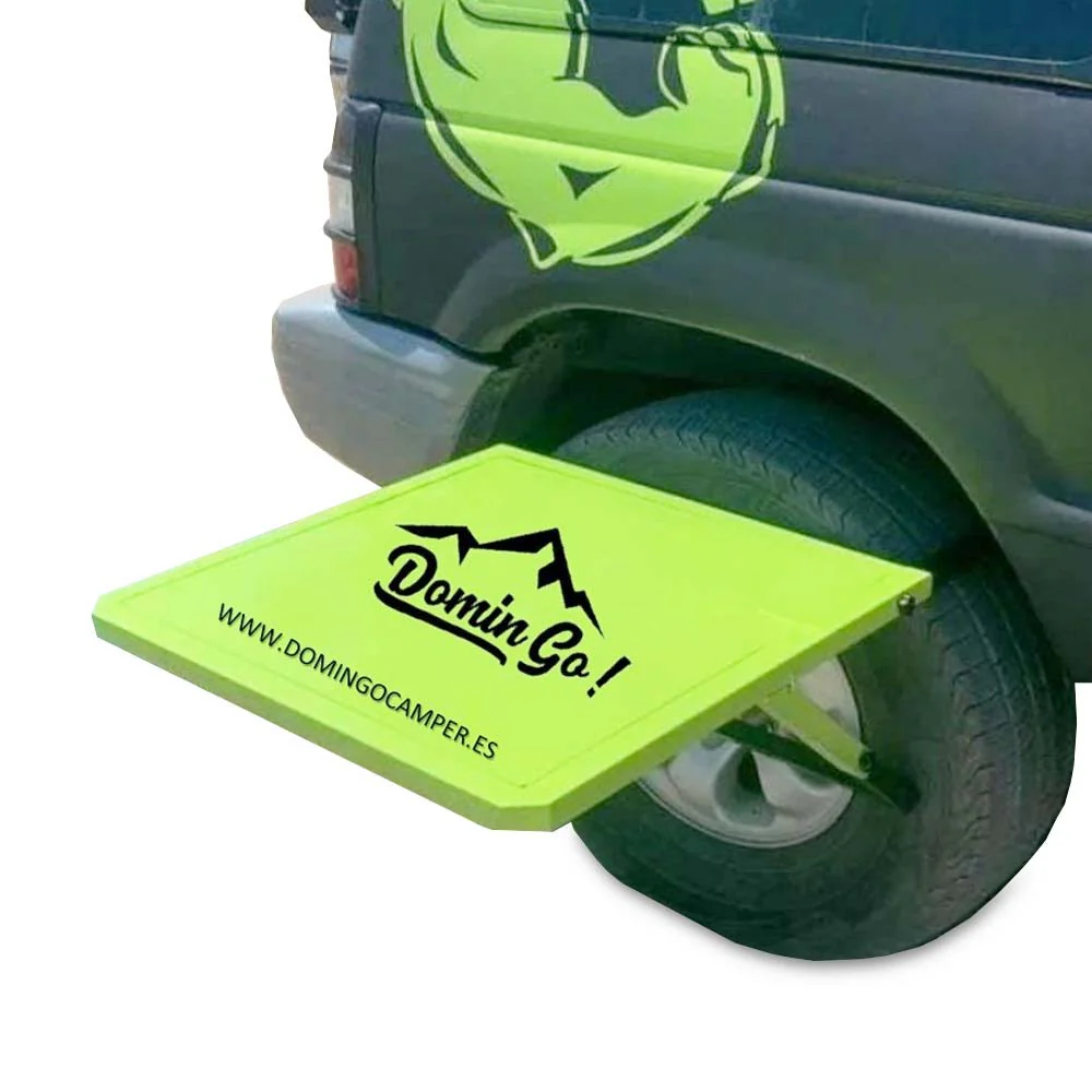 Mesa Rueda Plegable Domin Go! Camper verde fluor