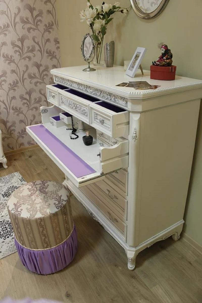 Luxury Baroque Dresser White / Gray / Purple / Silver - Magnificent Baroque Style Bedroom Dresser - Luxury Bedroom Furniture in Baroque Style - Baroque Bedroom Furniture