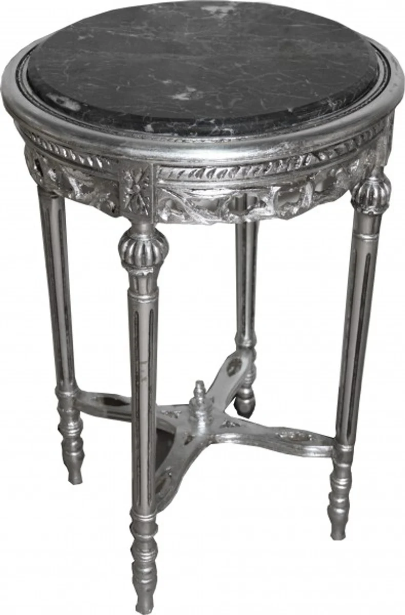 Baroque side table round silver ModY12 73 x 47 cm antique style