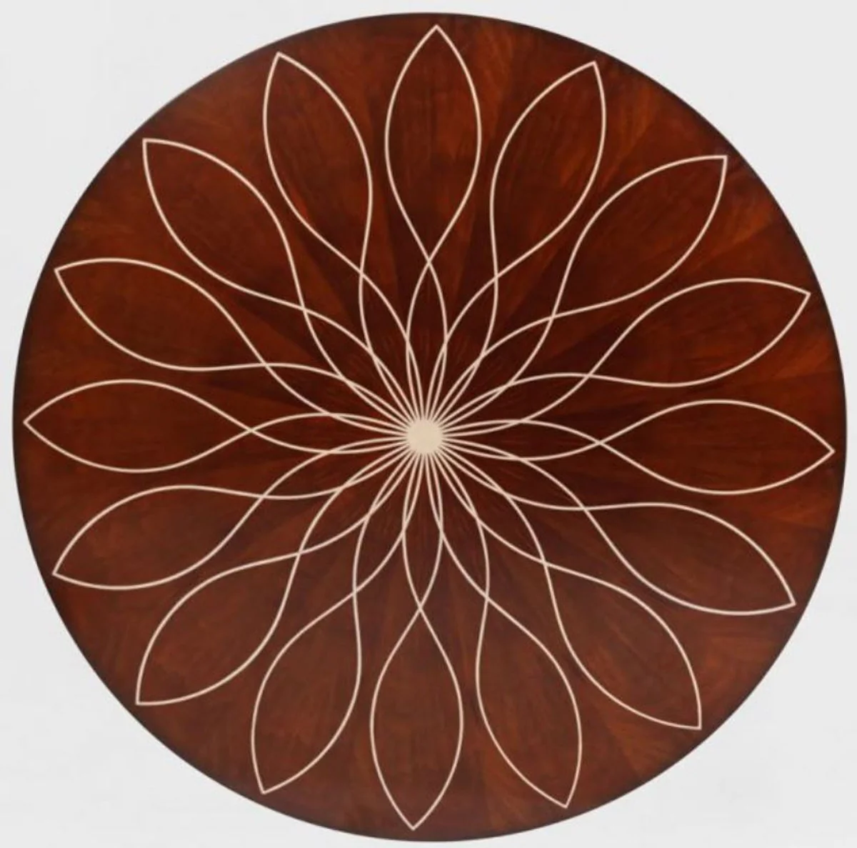 Luxury dining table brown / white Ø 150 x H. 78 cm - Round solid wood kitchen table - Dining room table - Luxury dining room furniture