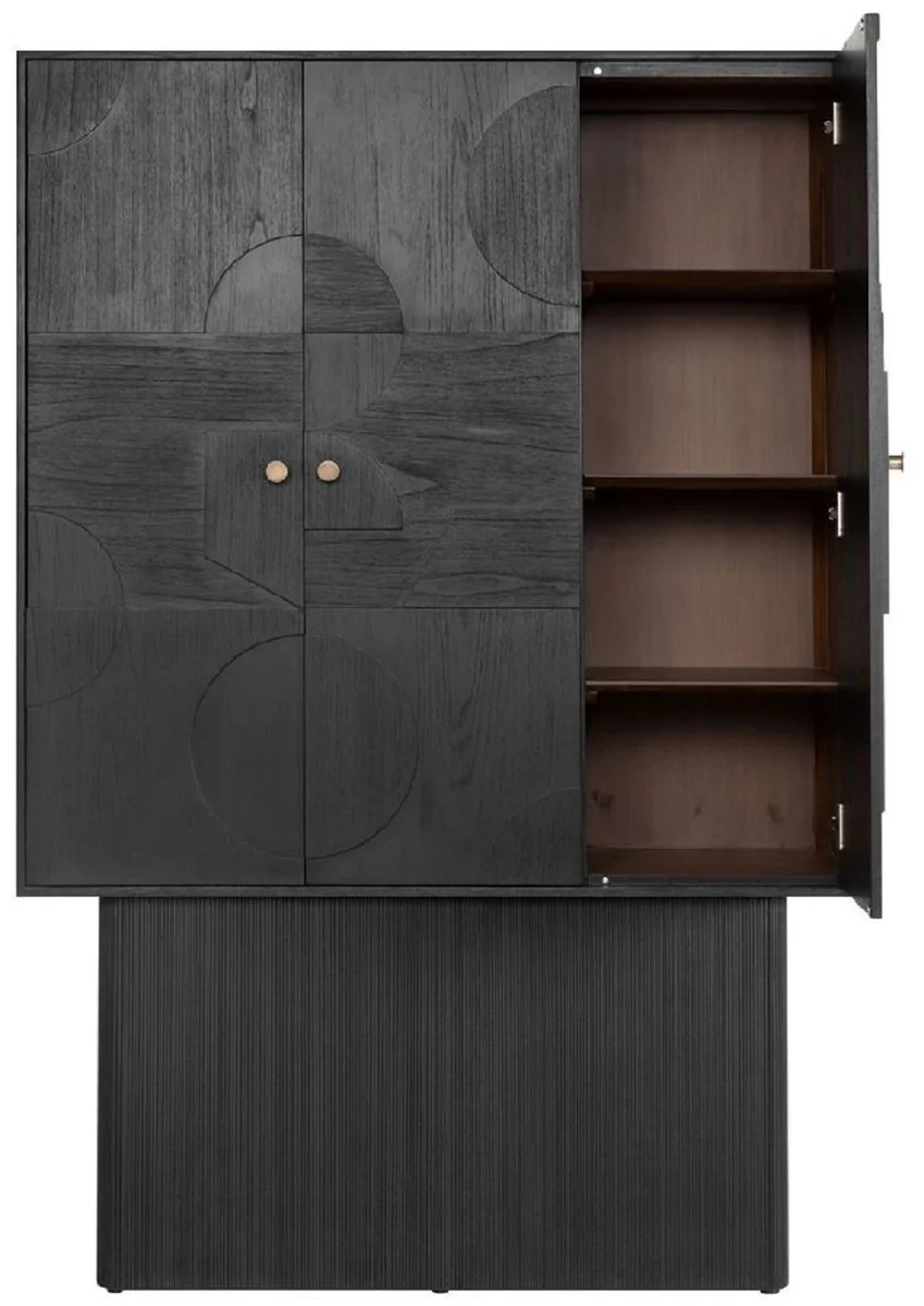 Luxury designer cupboard black 130 x 45 x H. 190 cm - solid wood shelf cupboard with 3 doors - bedroom cupboard - living room cupboard - office cupboard - luxury furniture