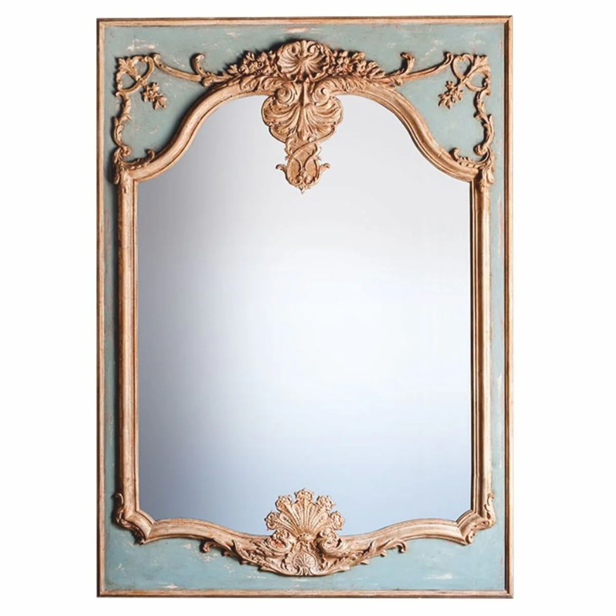 Luxury Baroque Mirror Green / Gray / Antique Gold H. 158 cm - Made in Italy