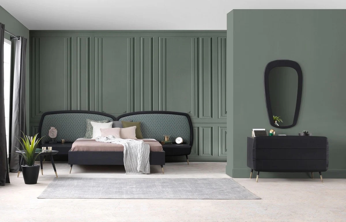 Luxury side table black / green / antique brass 60 x 60 x H. 44 cm - Square table with marble top - Living room furniture - Hotel furniture - Luxury furniture