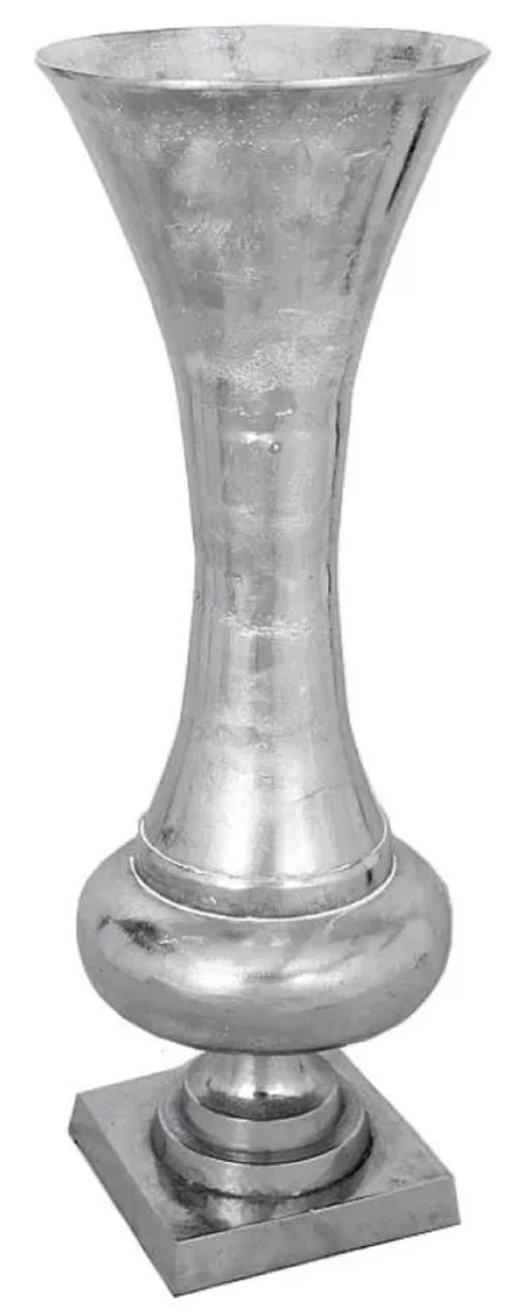 Barock Vase Silber Ø 39 x H. 102 cm - Runde Barockstil Metall Blumenvase - Barock Deko Accessoires - Barock Interior