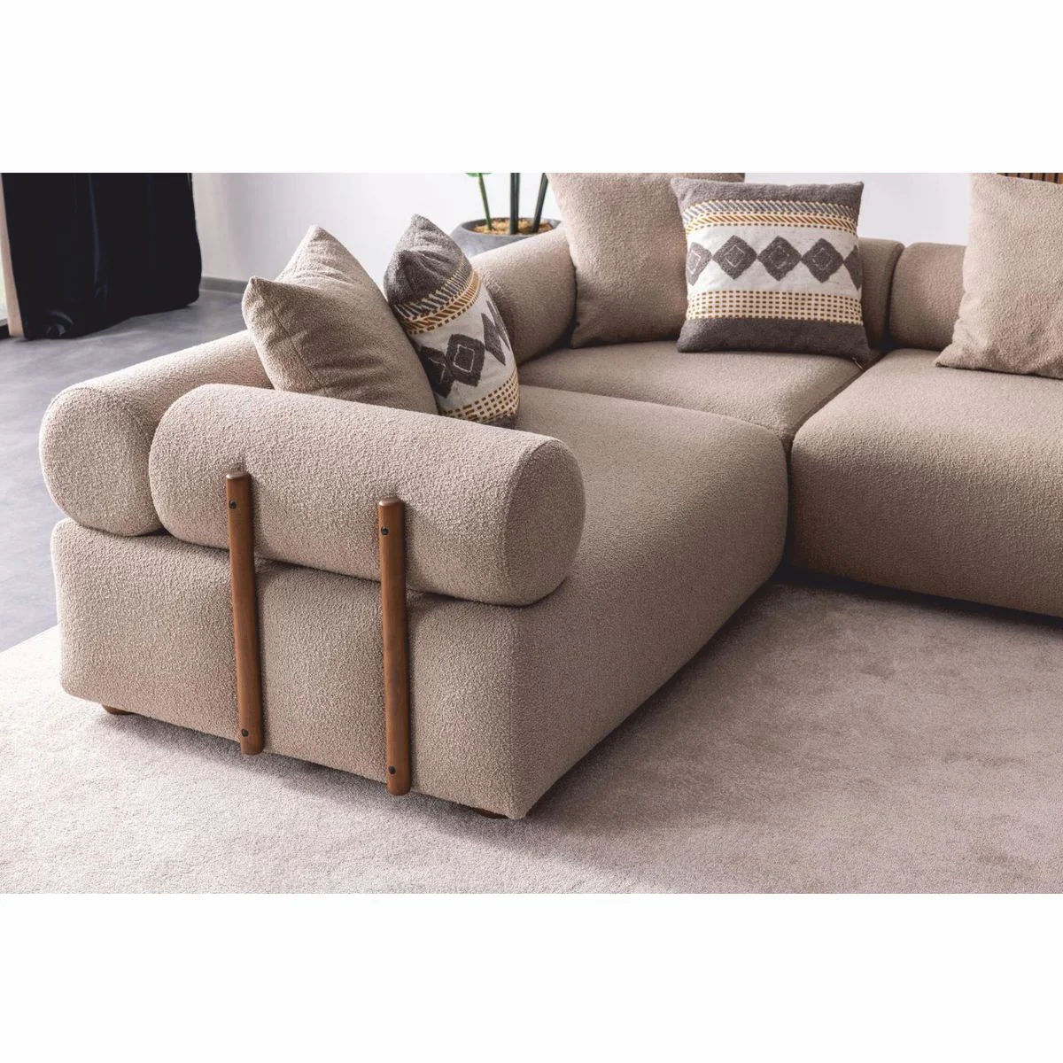 Luxury corner sofa gray / brown 390 cm - modular living room sofa