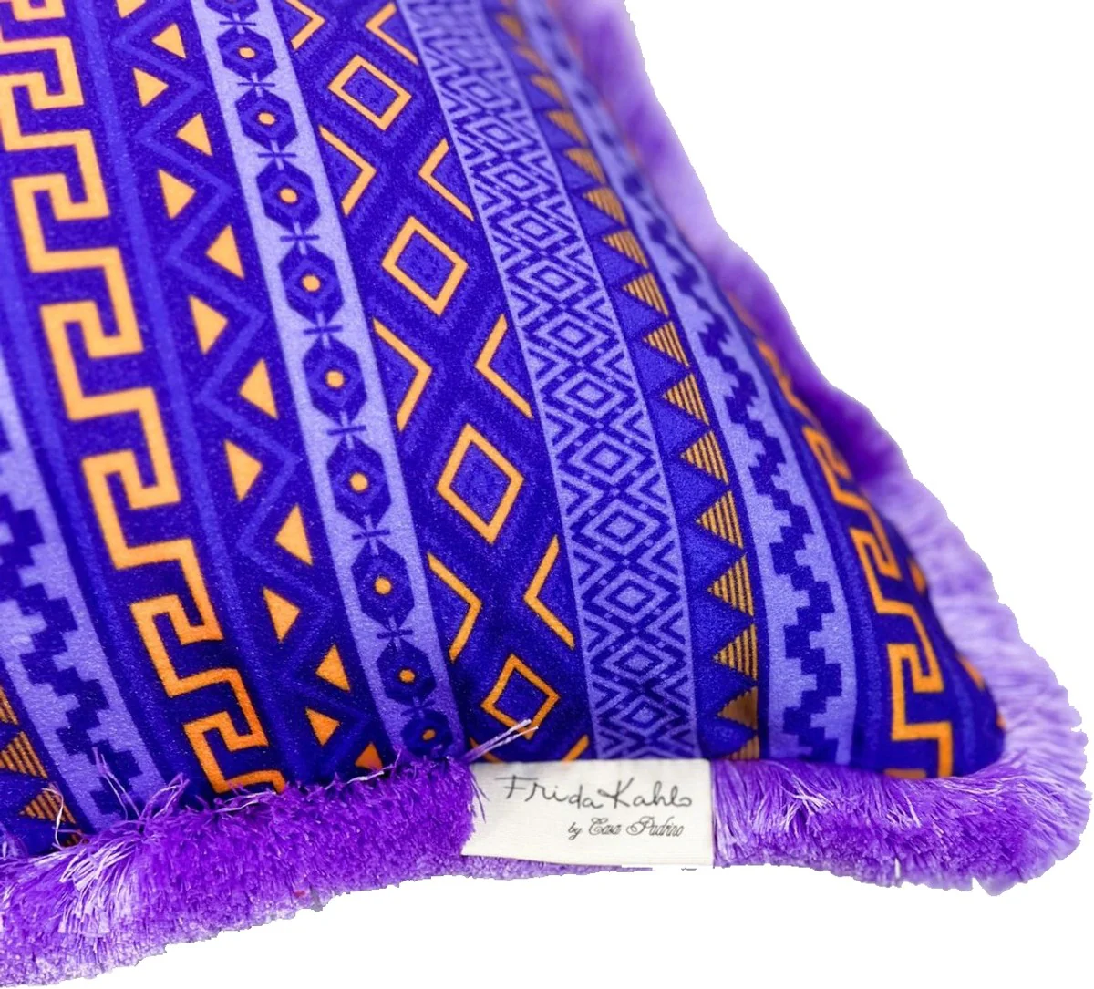 Frida Kahlo by Luxury Decorative Cushion with Rhinestones Black / Colorful / Purple