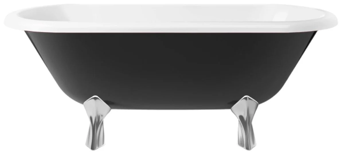 Art Nouveau bathtub black / white / silver 170 cm - Freestanding retro style bathtub