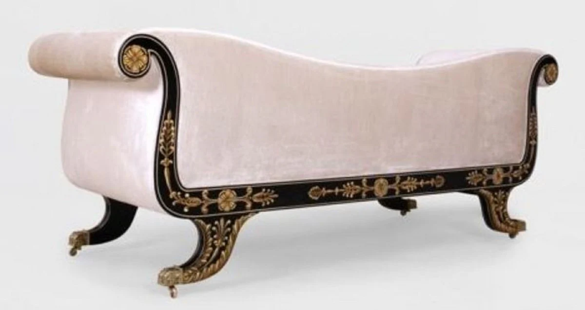 Luxury baroque sofa white / black / gold - magnificent living room sofa with wheels - baroque style living room furniture - luxury furniture in baroque style - baroque living room furnishings