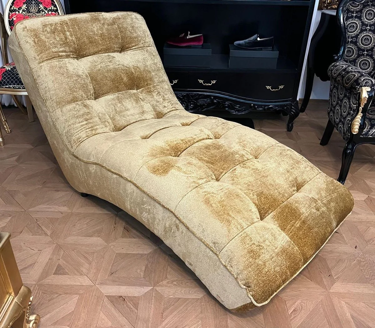 Luxury chaise longue relax lounger gold 170 cm