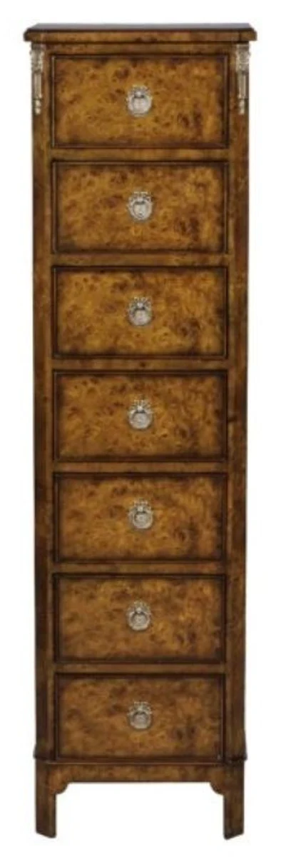 Luxury Art Nouveau chest of drawers with 7 drawers brown 35 x 30 x H. 127 cm - luxury quality