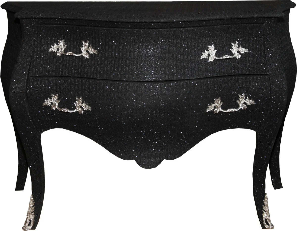 Baroque chest of drawers black / glitter look 120cm Mod2