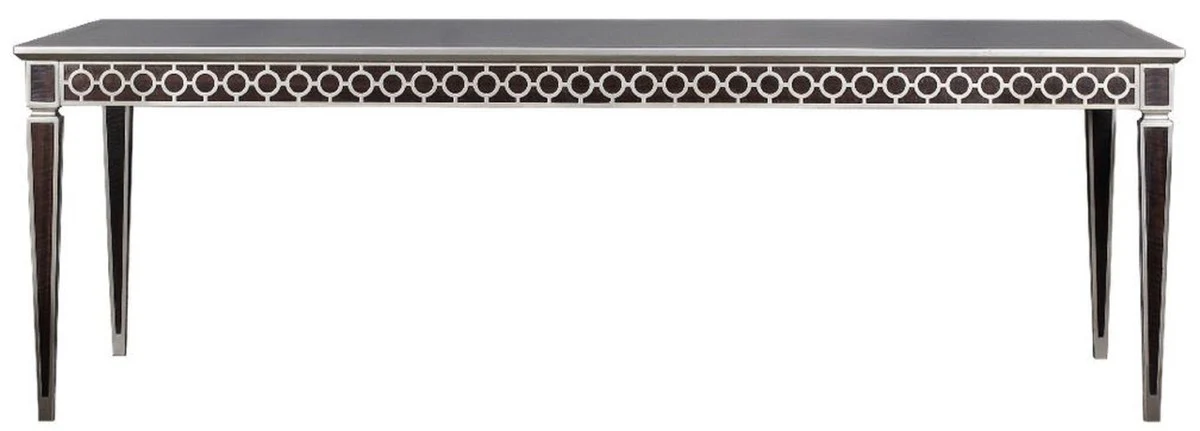 Luxury Art Deco dining table black / silver 240 x 110 x H. 78 cm - Elegant dining room table - Art Deco dining room furniture