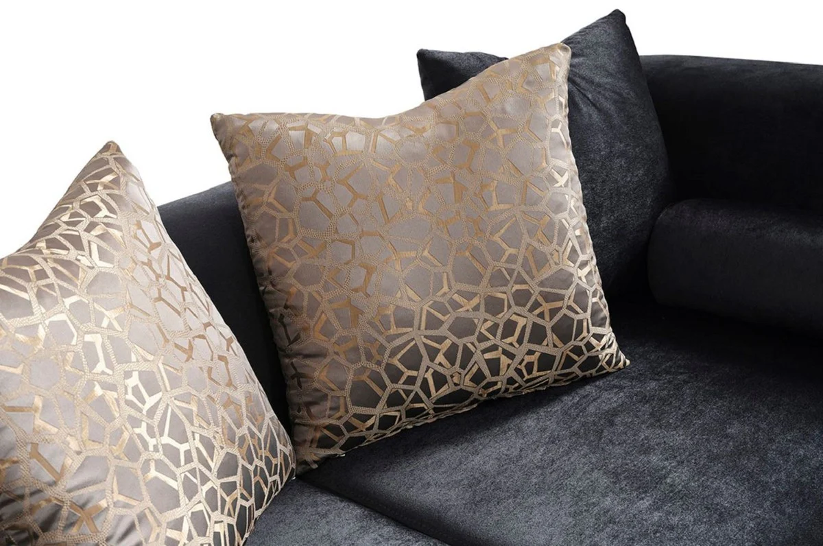 Luxury 3 Seater Sofa Black / Silver - Elegant Living Room Sofa - Luxury Living Room Furniture - Luxury Collection