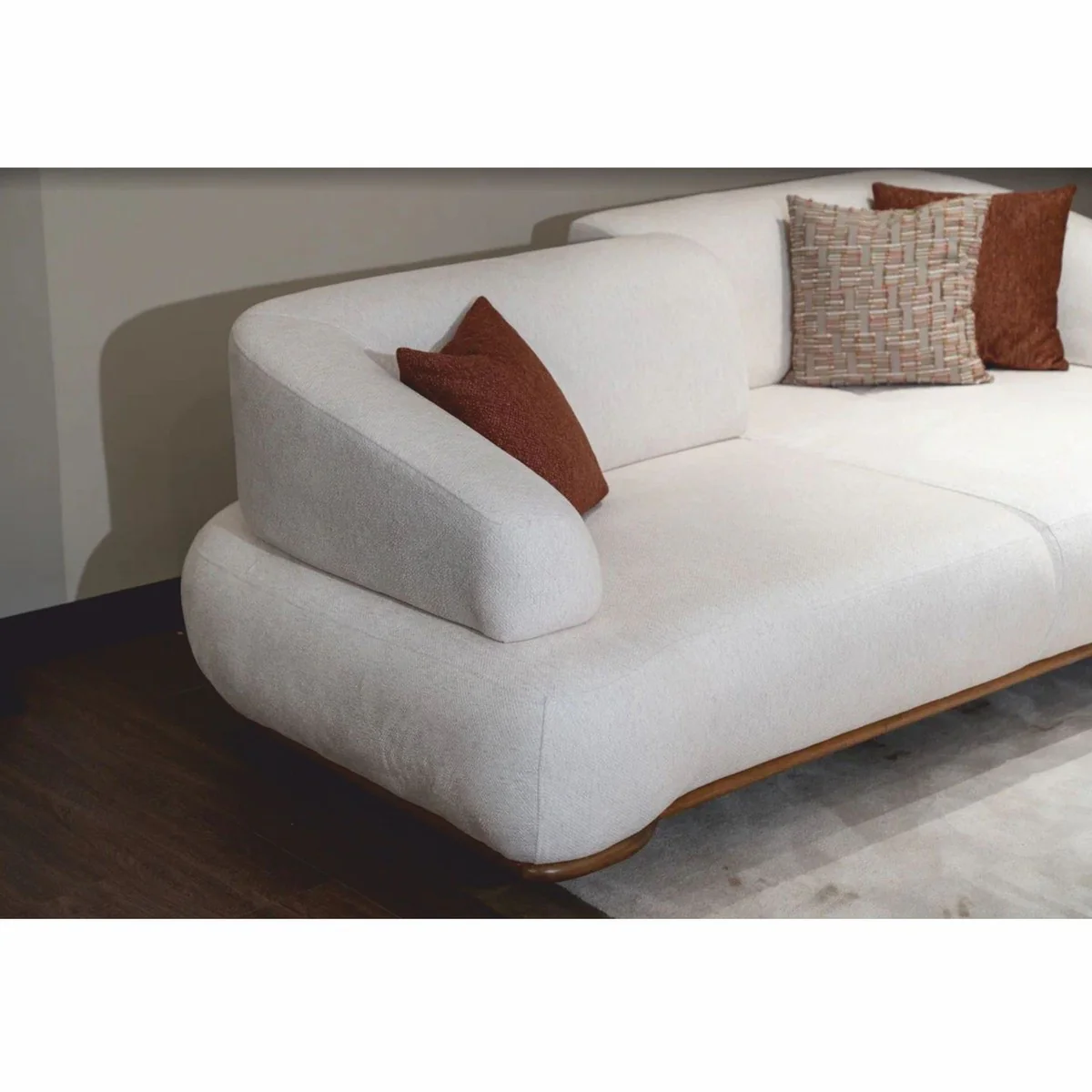 Luxury sofa with adjustable backrests white / brown 240 cm - luxury furniture