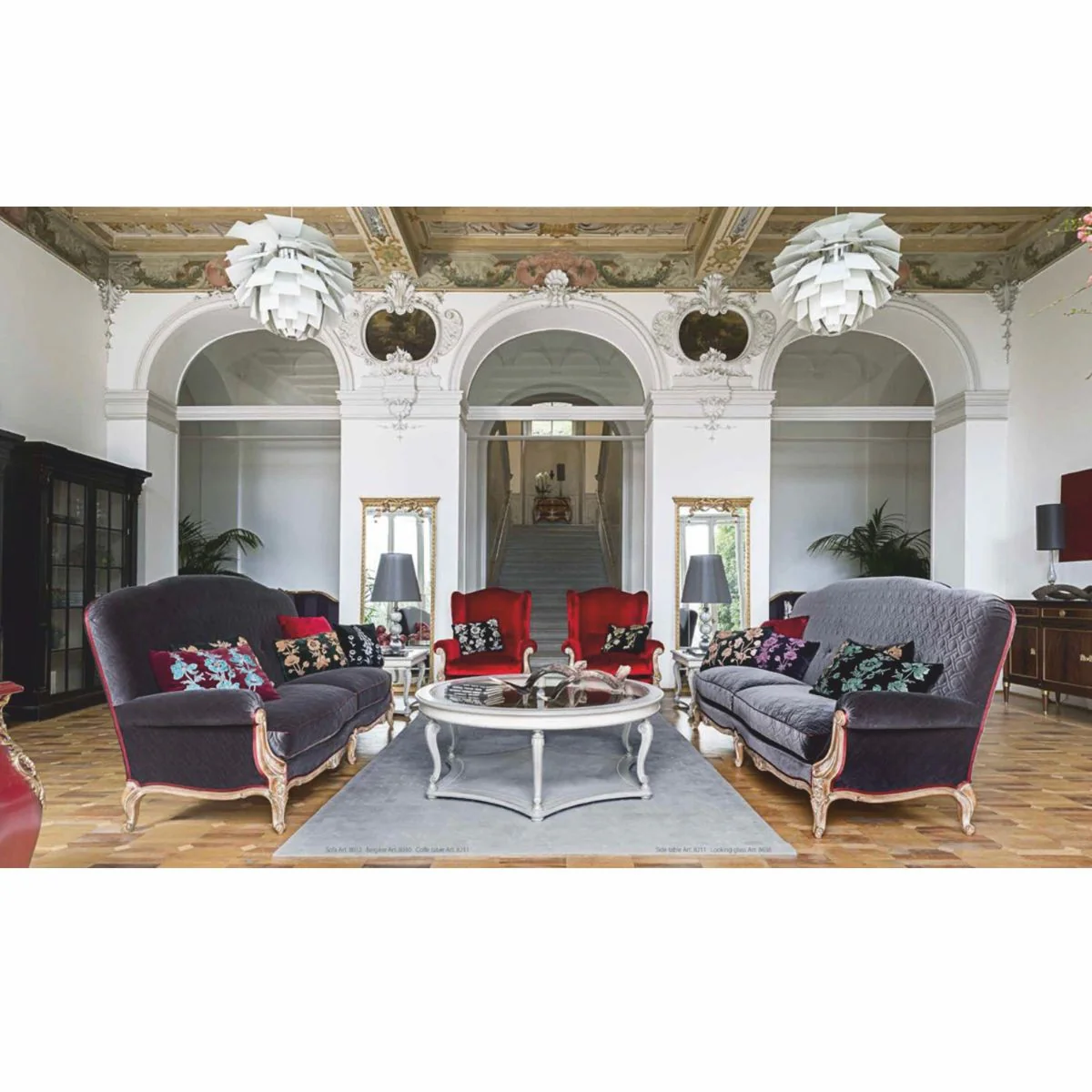 Luxury baroque solid wood mirror antique gold H. 200 cm - Made in Italy