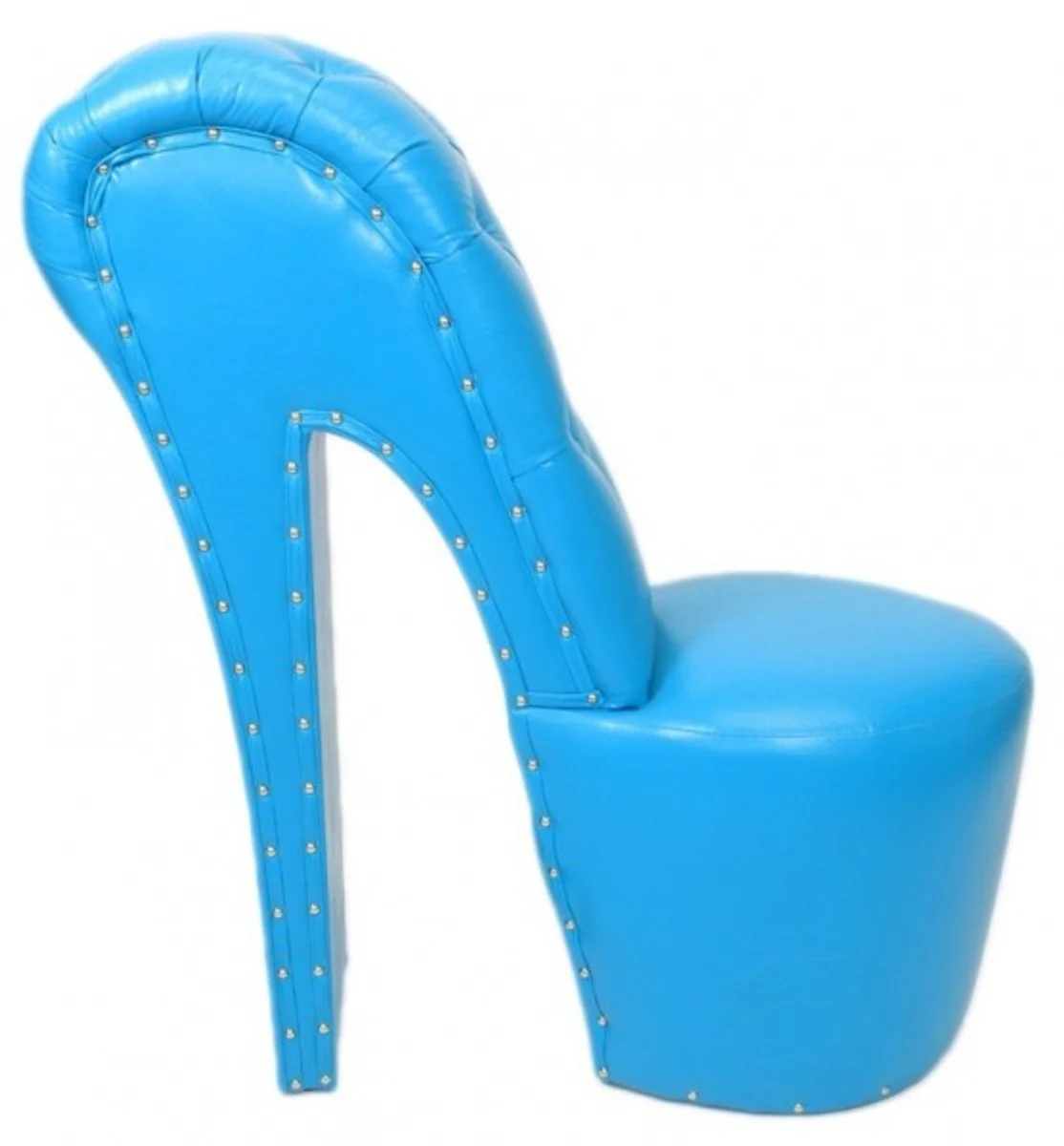 High Heel Sessel mit Dekosteinen Hellblau Luxus Design - Designer Sessel - Club Möbel - Schuh Stuhl Sessel