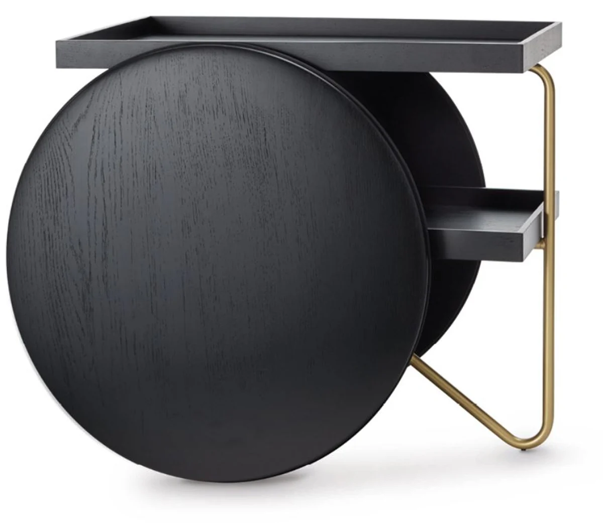 Luxury side table with wheels black / gold - Made in Italy