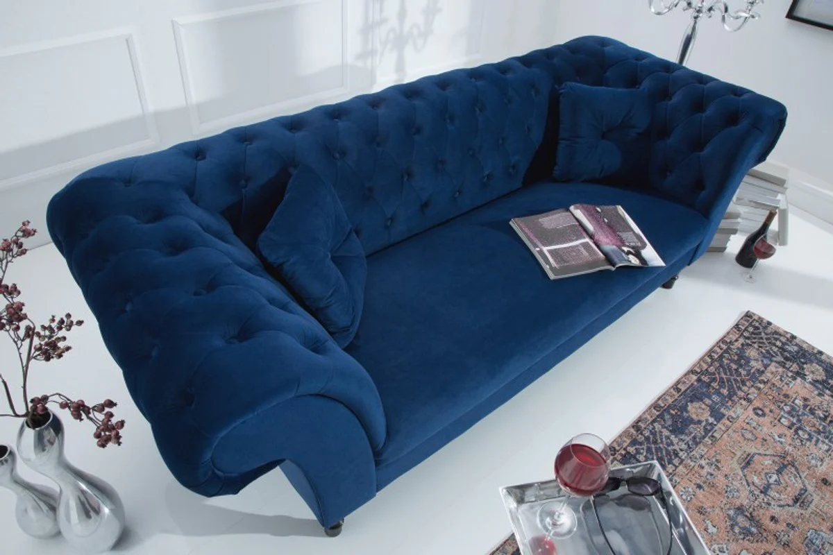 Chesterfield Sofa in Blau 225 x 90 x H. 79 cm - Designer Chesterfield Sofa