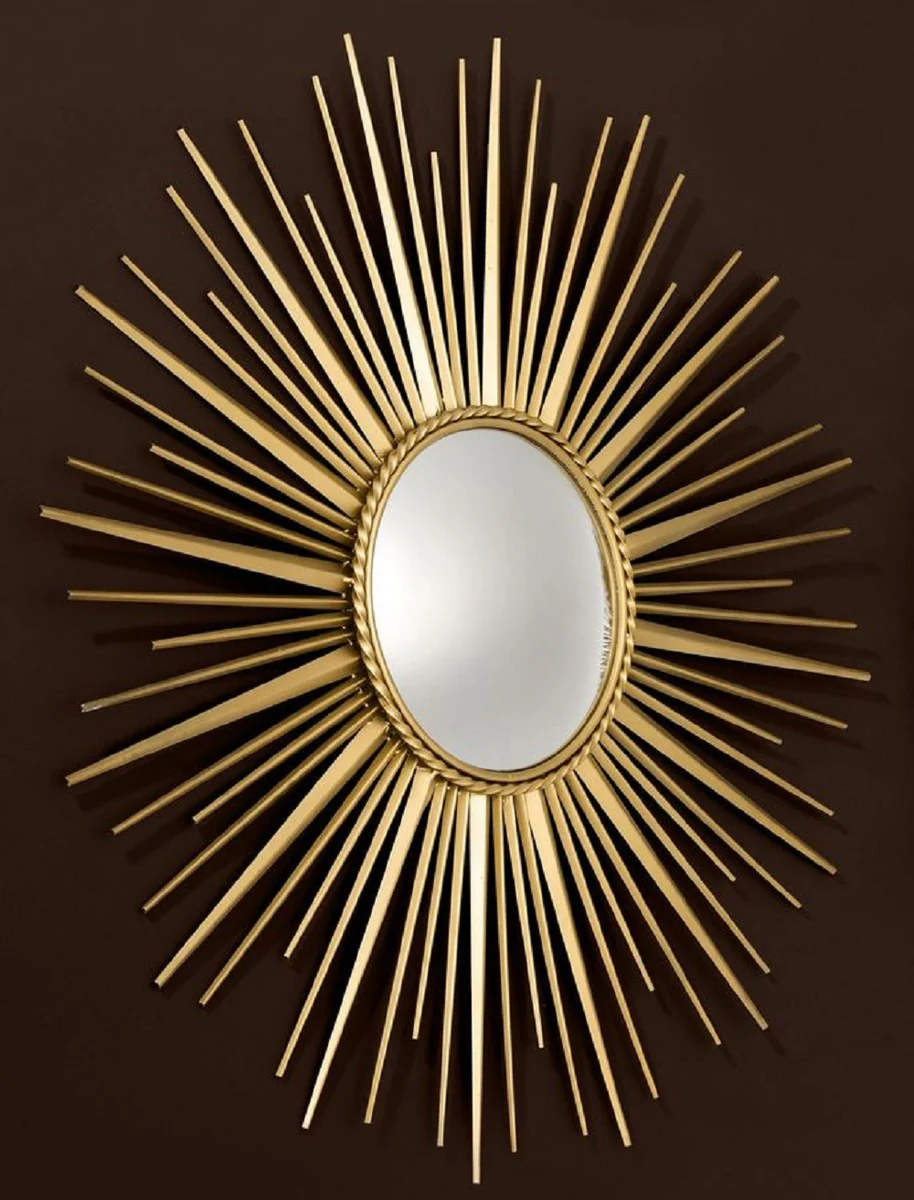 Luxury mirror antique gold Ø 96 cm - stainless steel wall mirror with convex mirror glass - luxury quality