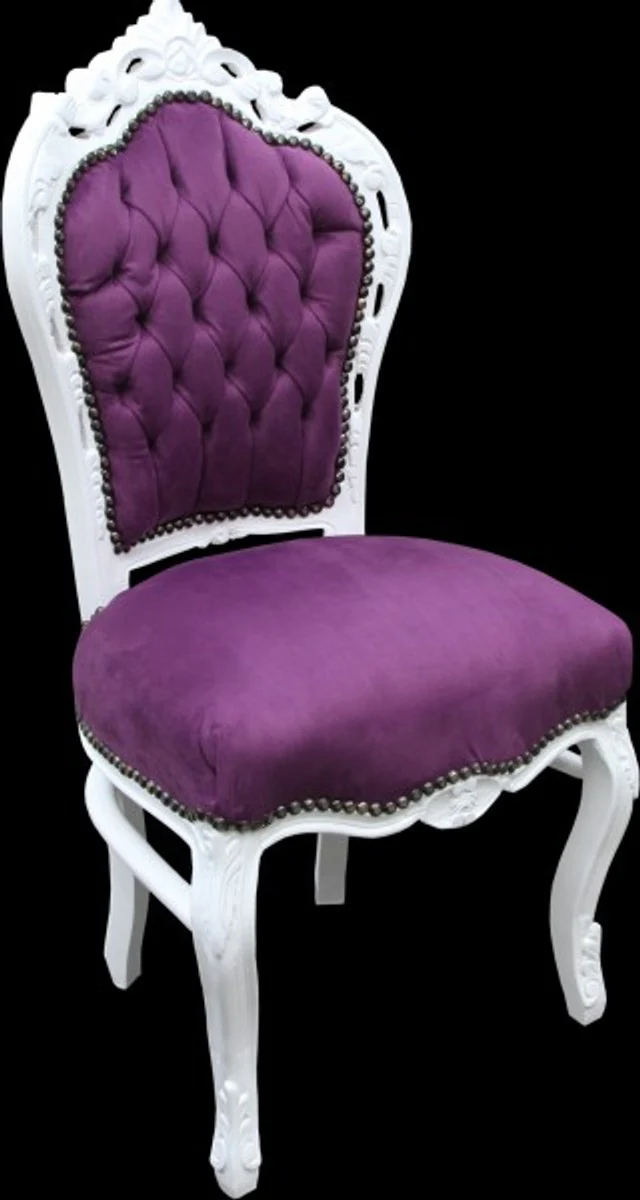 Baroque dining room chair purple/white - antique style
