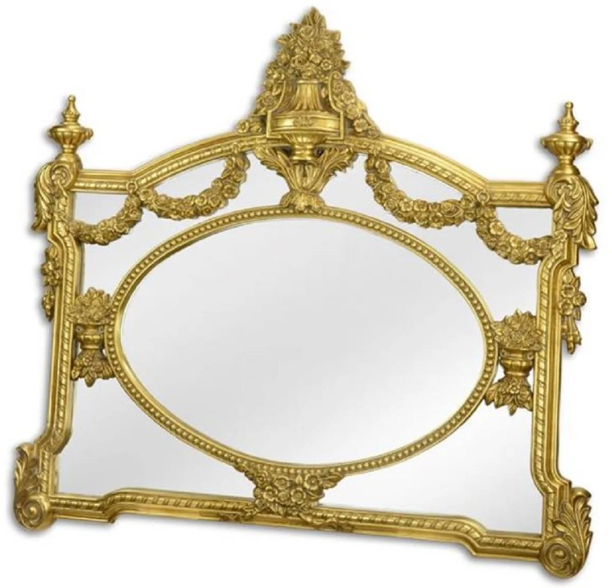 Baroque mirror gold 131 x H. 116.5 cm - cloakroom mirror - living room mirror - magnificent wall mirror in the baroque style