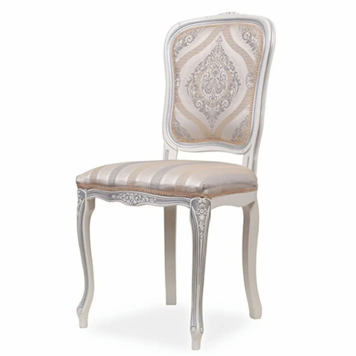 Luxury Baroque Dining Room Chair Set of 6 Beige / Gray / White - Baroque Dining Room Furniture