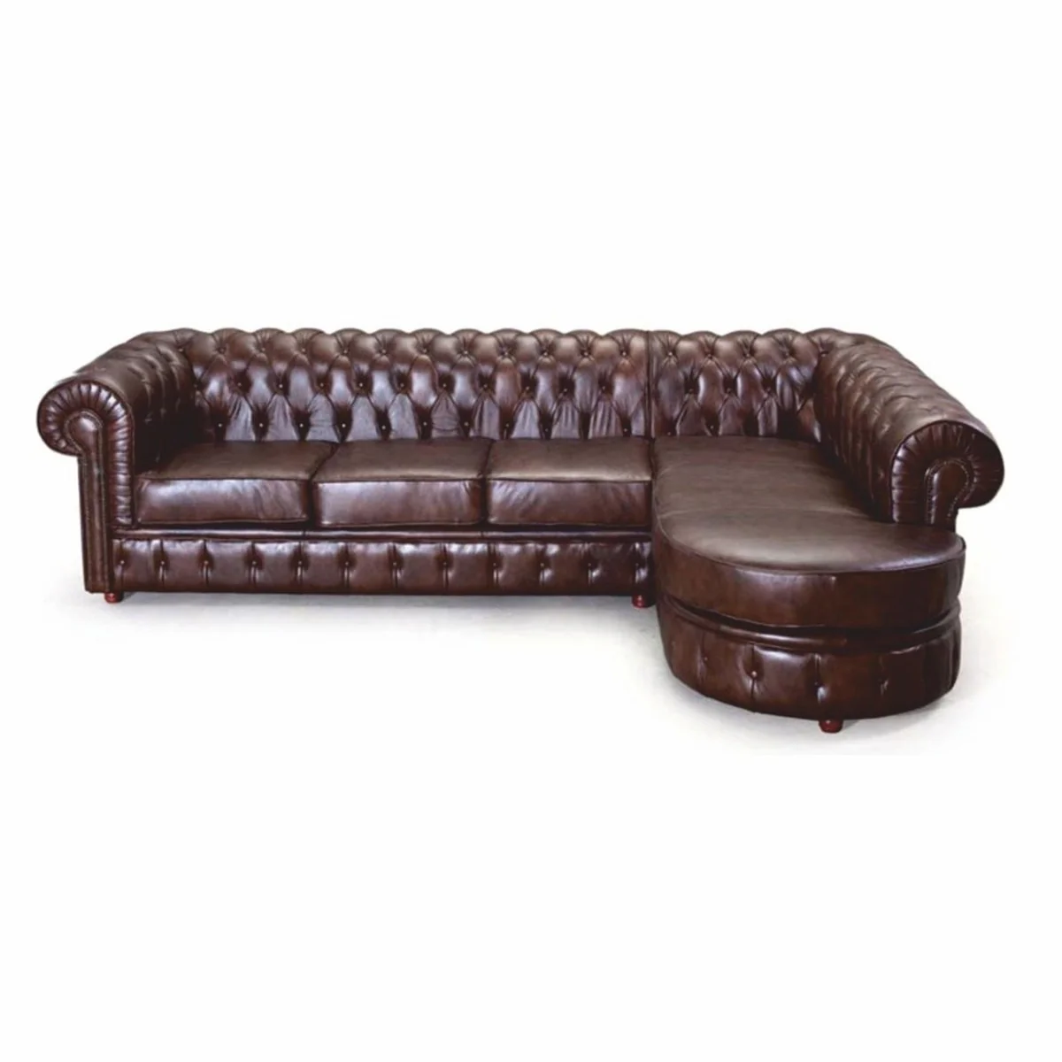 Luxury Chesterfield Leather Corner Sofa Dark Brown 293 cm - Chesterfield Furniture