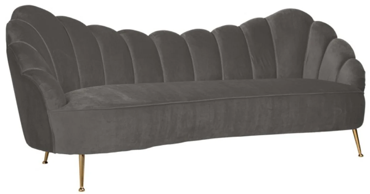 Luxury velvet sofa gray / gold 230 x 94 x H. 90 cm - Living room sofa with elegant velvet fabric - Living room furniture - Luxury furniture - Living room furnishings - Luxury furnishings