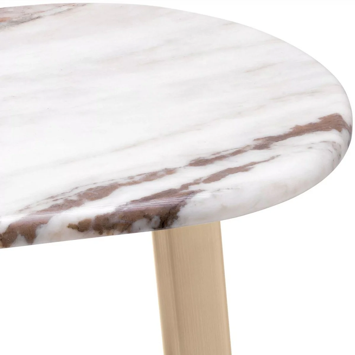 Luxury side table white-brown / brass 49 x 34 x H. 50 cm - stainless steel table with marble top - living room furniture - luxury furniture - living room furnishings - luxury quality