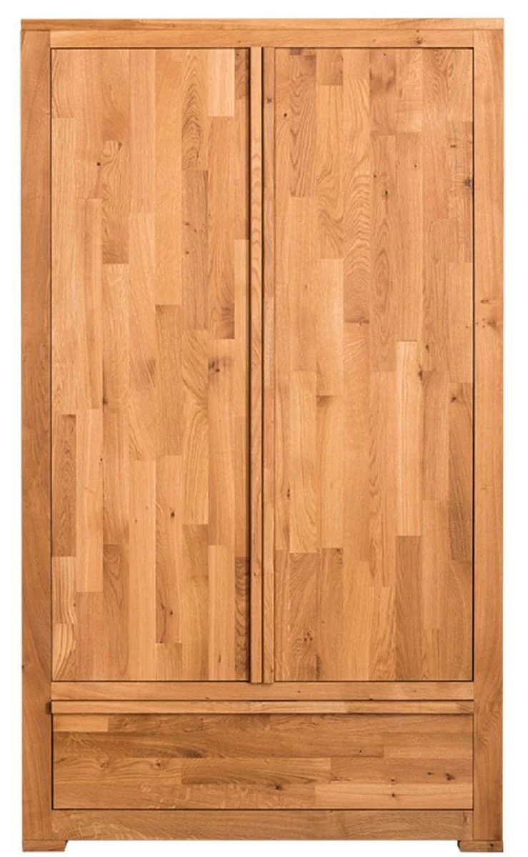Country house style wardrobe natural colors 110 x 55 x H. 190 cm - oak wood bedroom cabinet with 2 doors and drawer