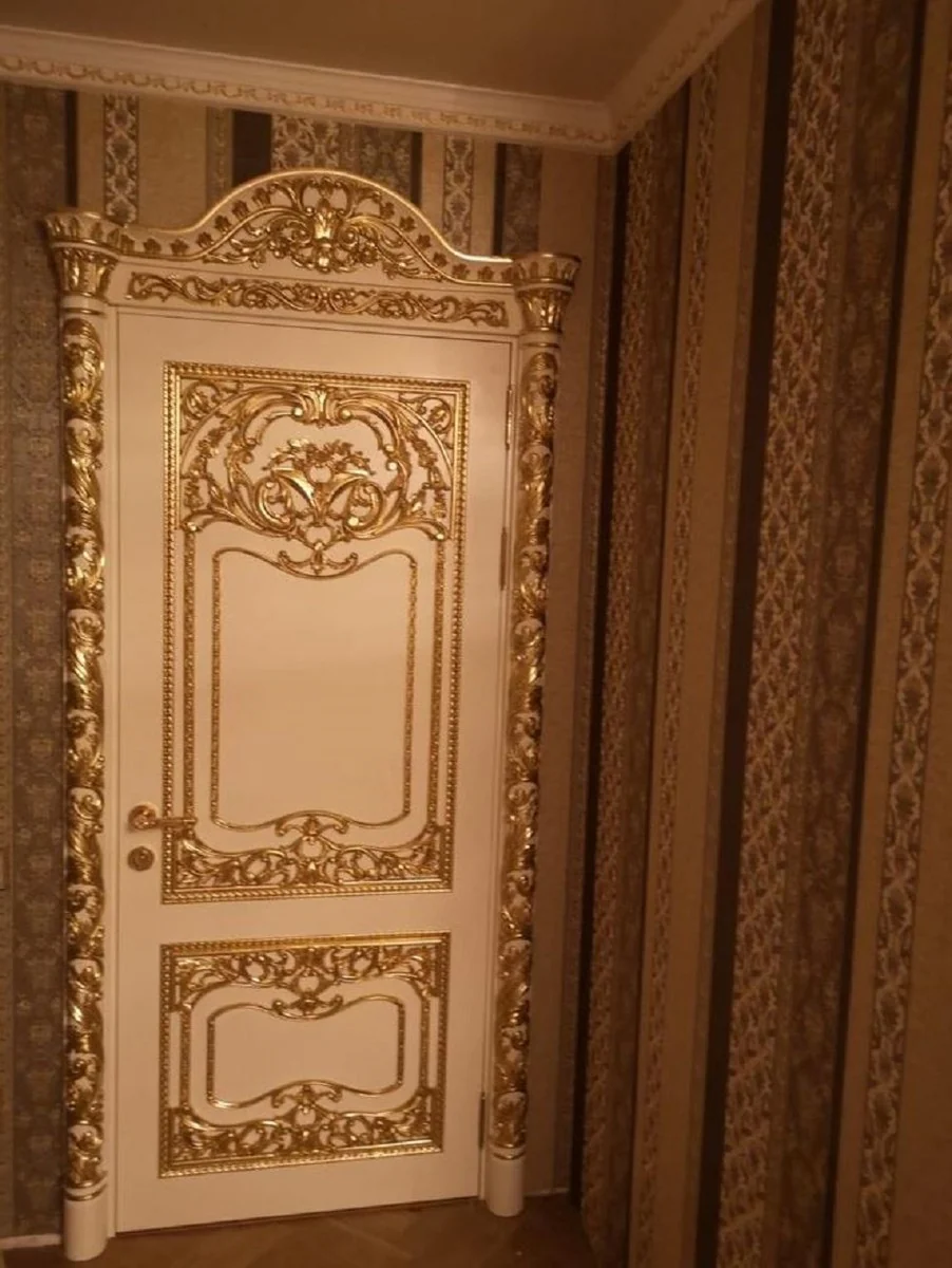 Luxury Baroque apartment door white / gold - Magnificent solid wood door with frame - Luxury furniture in the Baroque style - Baroque furniture - Hotel furniture - Baroque furnishings - Noble & magnificent