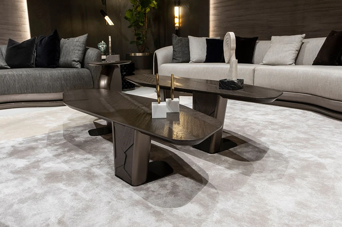 Luxury coffee table set of 2 dark brown / bronze - luxury living room tables - living room furniture - hotel furniture - luxury furniture