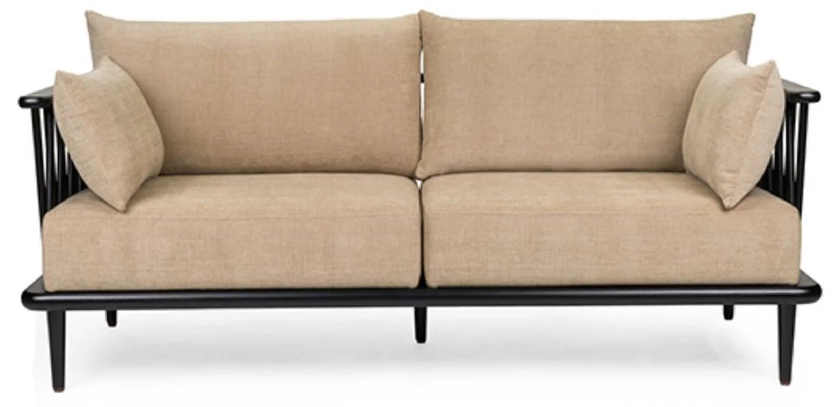 Luxus Sofa Beige / Schwarz 169,5 cm - Luxus Wohnzimmer Möbel