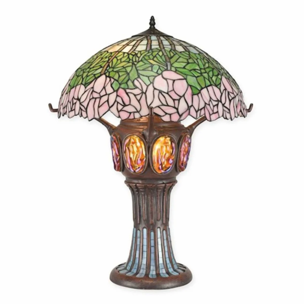 Luxury Tiffany table lamp green / pink / orange H. 70.5 cm - Tiffany lights