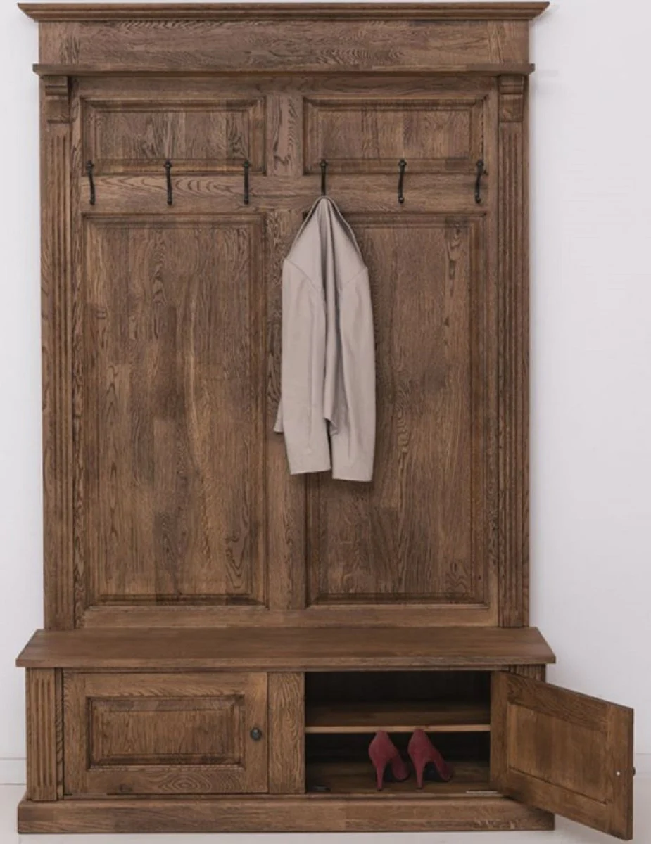 Country house style solid wood wardrobe dark brown 140 x 41 x H. 210 cm - wall wardrobe - hallway cabinet - hallway furniture - wardrobe furniture - country house style furniture