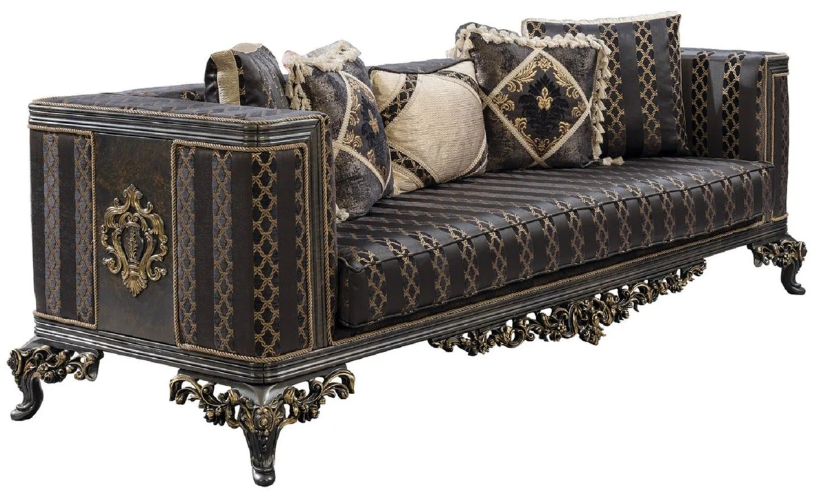 Luxury Baroque Living Room Set Purple / Gray / Gold - 2 Baroque Sofas & 2 Baroque Armchairs & 1 Baroque Coffee Table - Luxury Living Room Furniture in Baroque Style - Baroque Furniture - Noble & Magnificent