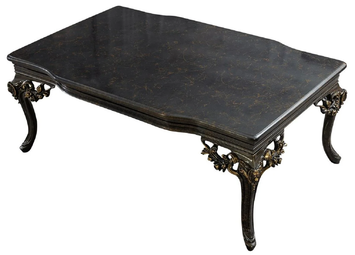 Luxury Baroque Coffee Table Gray / Gold - Handmade Baroque Style Living Room Table - Baroque Style Living Room Furniture - Baroque Furniture - Luxury Furniture in Baroque Style - Noble & Magnificent