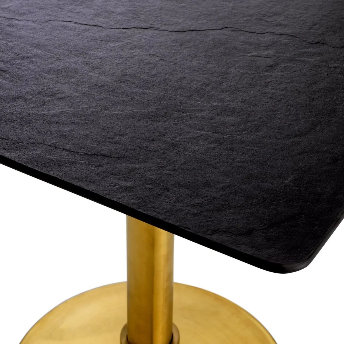 Luxury dining table black / brass 80 x 80 x H. 75 cm - Square stainless steel kitchen table with ceramic table top - Dining room furniture - Luxury furniture - Luxury furnishings
