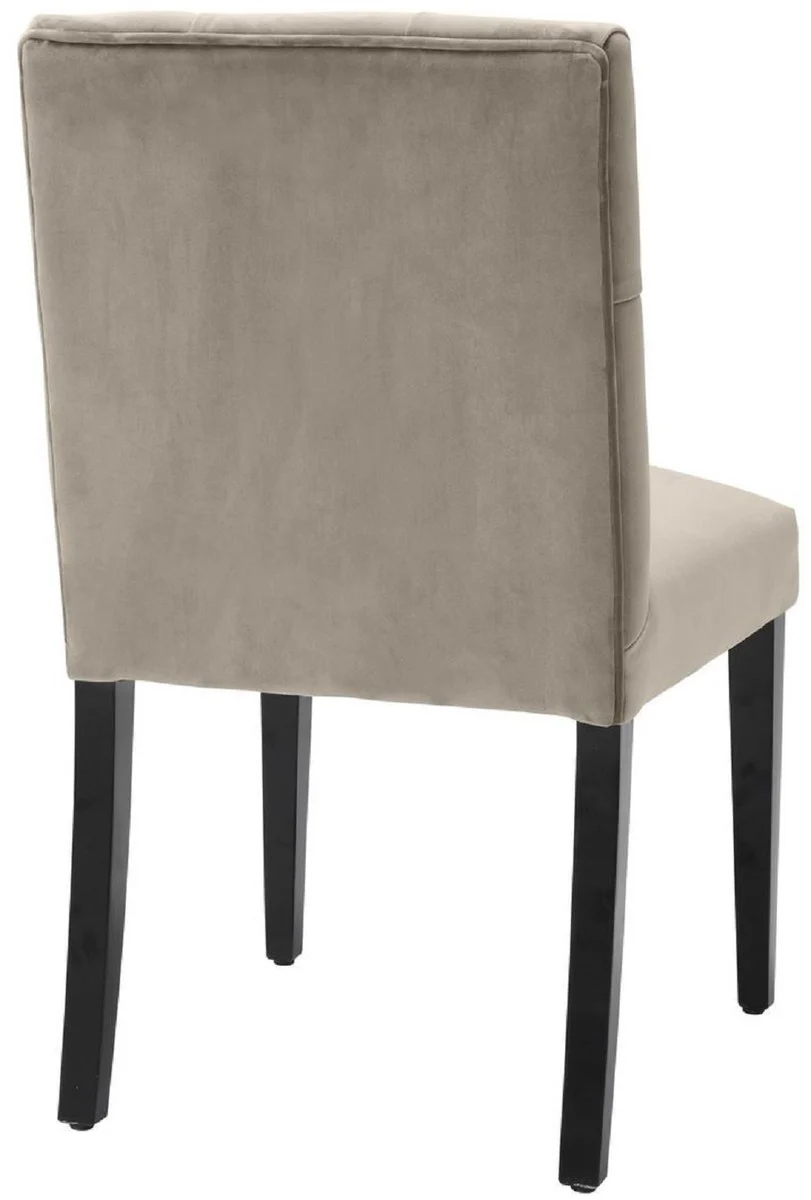 Luxury dining room chair Greige / Black 51 x 64 x H. 90 cm - Chesterfield kitchen chair with elegant velvet fabric - Luxury dining room furniture