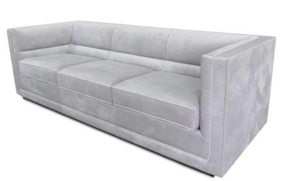 Luxury sofa light gray 231 x 86 x H. 74 cm - living room 3-seater velvet sofa - living room furniture