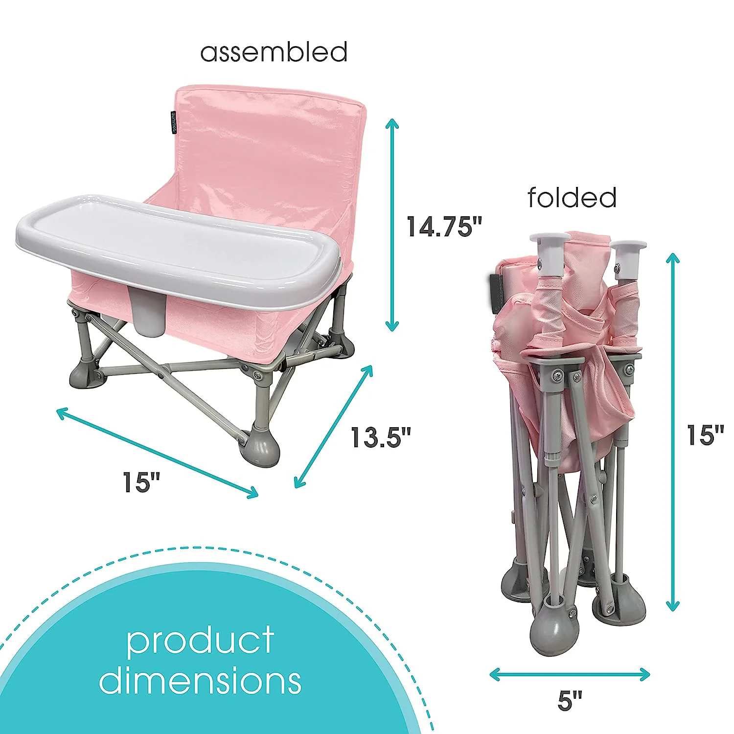 N Sit Tragbarer Sitzerhöhungsstuhl, Grau – Sitzerhöhung für den Innen-/Außenbereich – schnell, einfach und kompakt zusammenklappbar