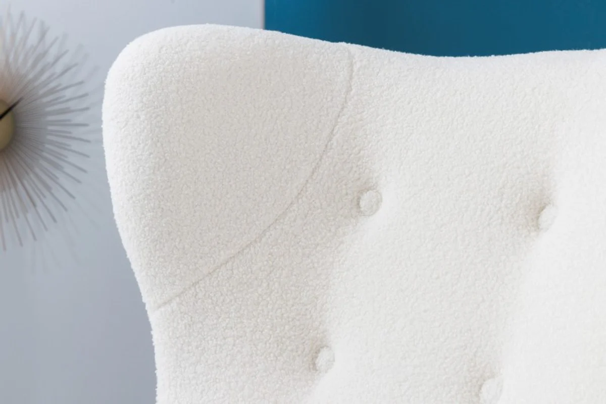 Chesterfield armchair white / black / gold wing chair from Casa Padrino