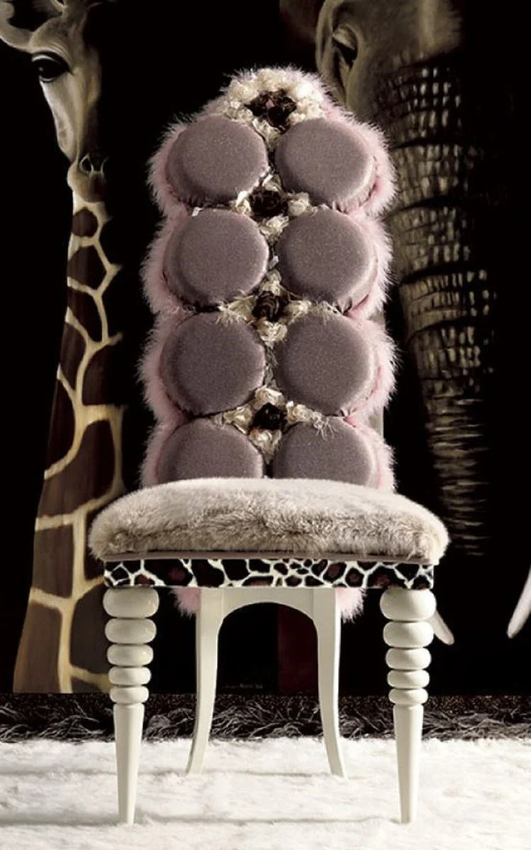 Luxury Baroque Dining Room Chair Purple / Gray / White - Magnificent solid wood chair in Baroque style - Baroque dining room furniture - Baroque castle furniture - First class quality - Made in Italy