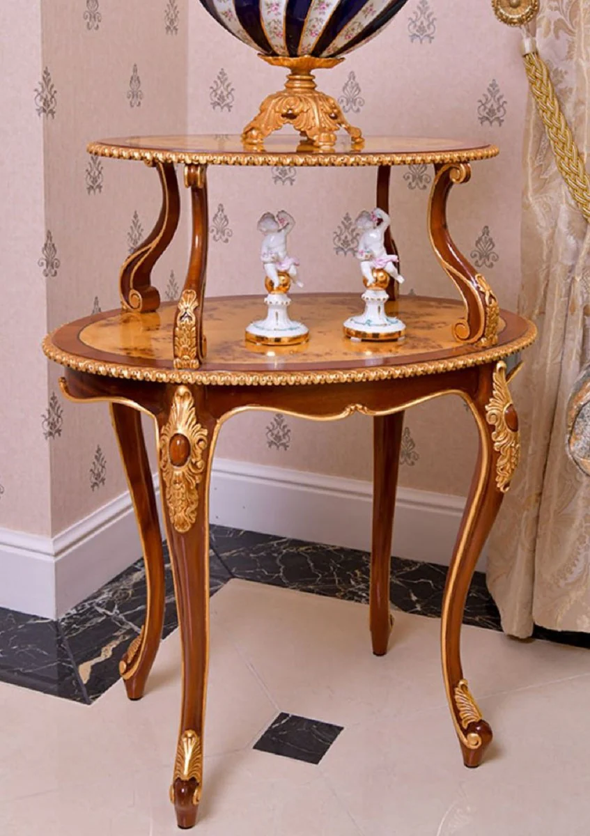 Luxury Baroque side table brown / natural / gold - Baroque furniture - Made in Italy
