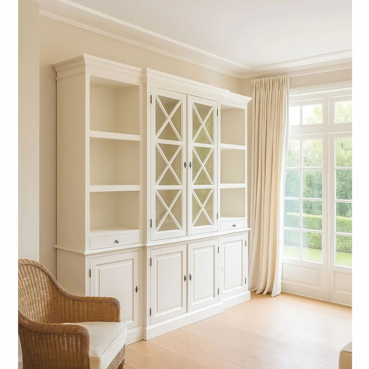 Country house style cupboard white 220 cm - country house style solid wood furniture