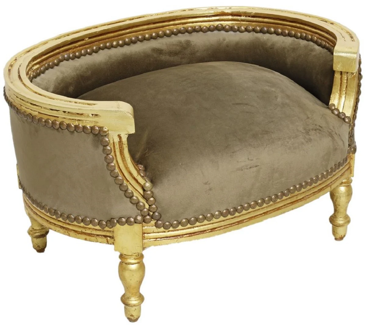 Baroque Dog Bed & Cat Bed Taupe / Antique Gold - Handmade Dog & Cat Sofa in Baroque Style - Baroque Dog & Cat Furniture - Baroque Animal Furniture